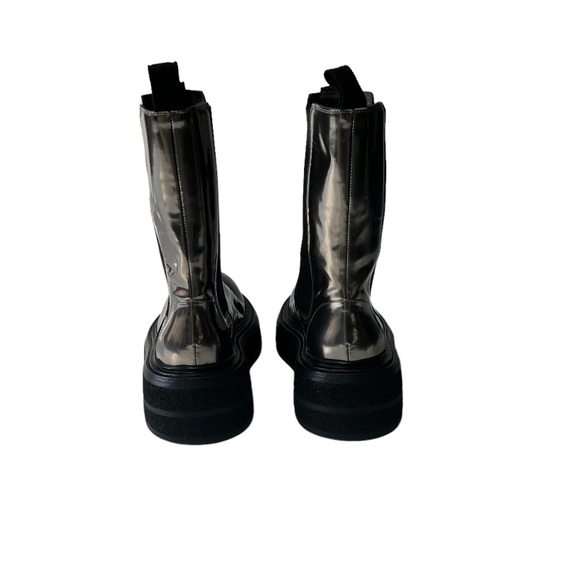 Marsèll Boots Women’s SZ 7.5 Zuccone Chelsea Silver Metallic Leather Mid-Calf - Picture 8 of 10